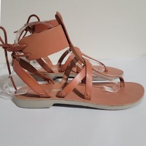 FREE People Vacation Day Wrap Gladiator Boho Coastal Leather Sandal Size 38-7/8